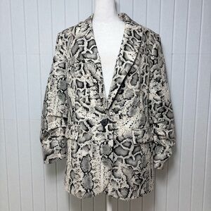 DKNY Women's Snake‎ Print Blazer Black and White Size 10